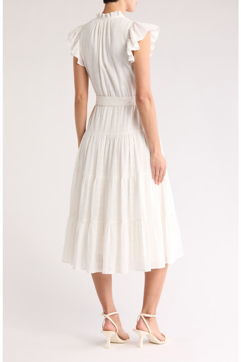 Dianthus Tiered Cotton Midi Dress, Alternate, color, WHITE