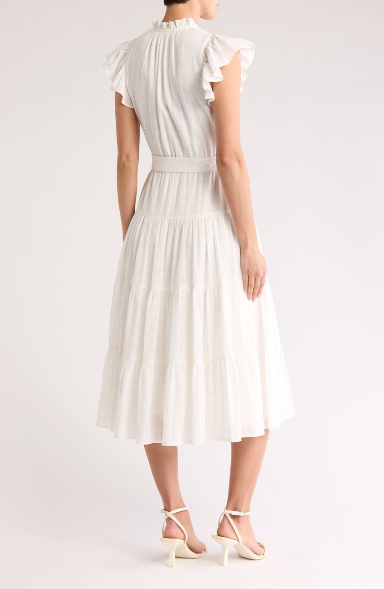 GIBSONLOOK Dianthus Tiered Cotton Midi Dress, Alternate, color, White