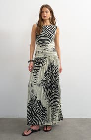 Topshop Zebra Print Drop Waist Maxi Dress
