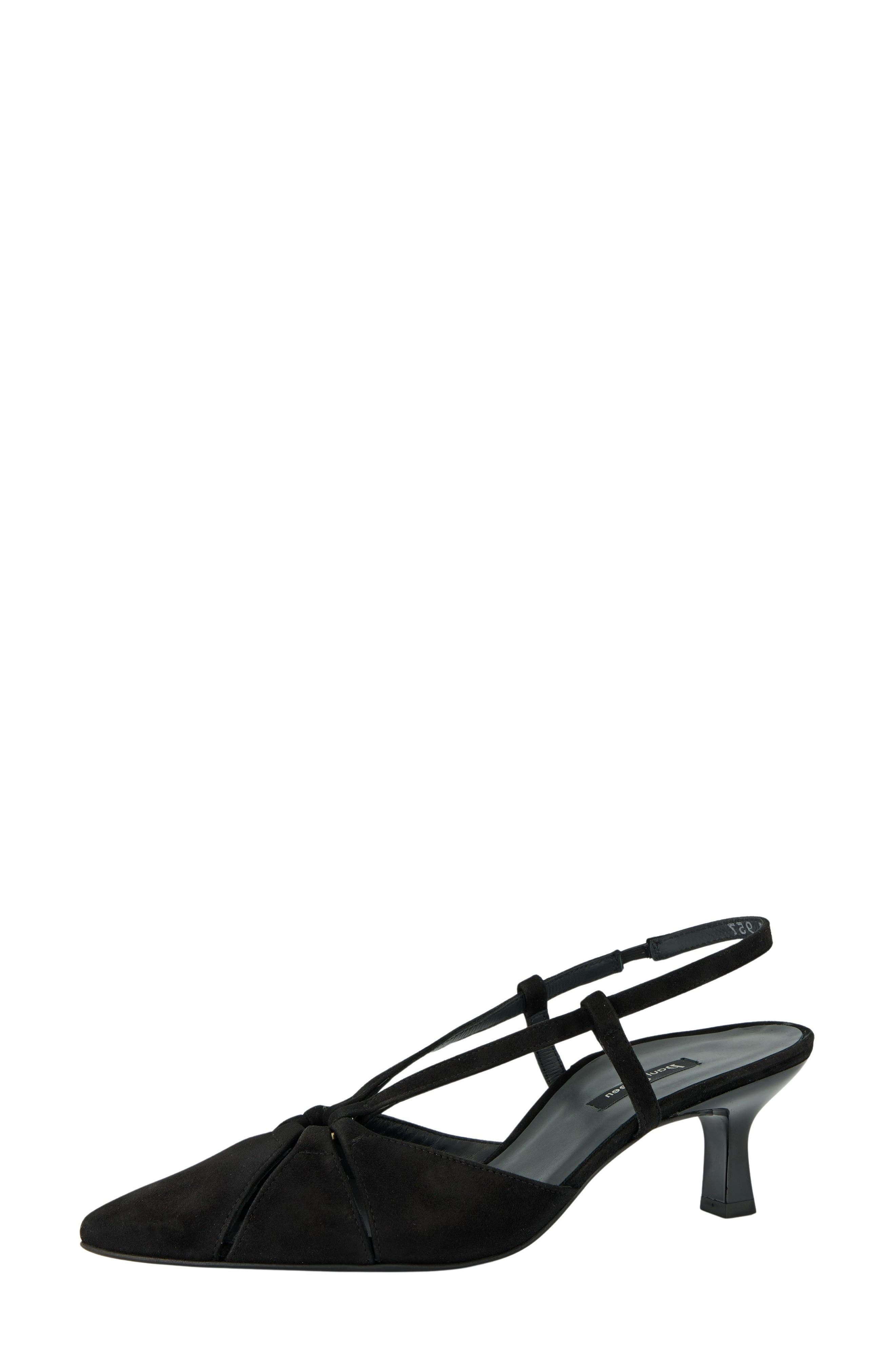 Paul Green Daria Slingback Kitten Heel Pointed Toe Pump, Main, color, Black Suede