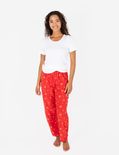 Leveret Fleece Printed Holiday Pajama Pants In Red