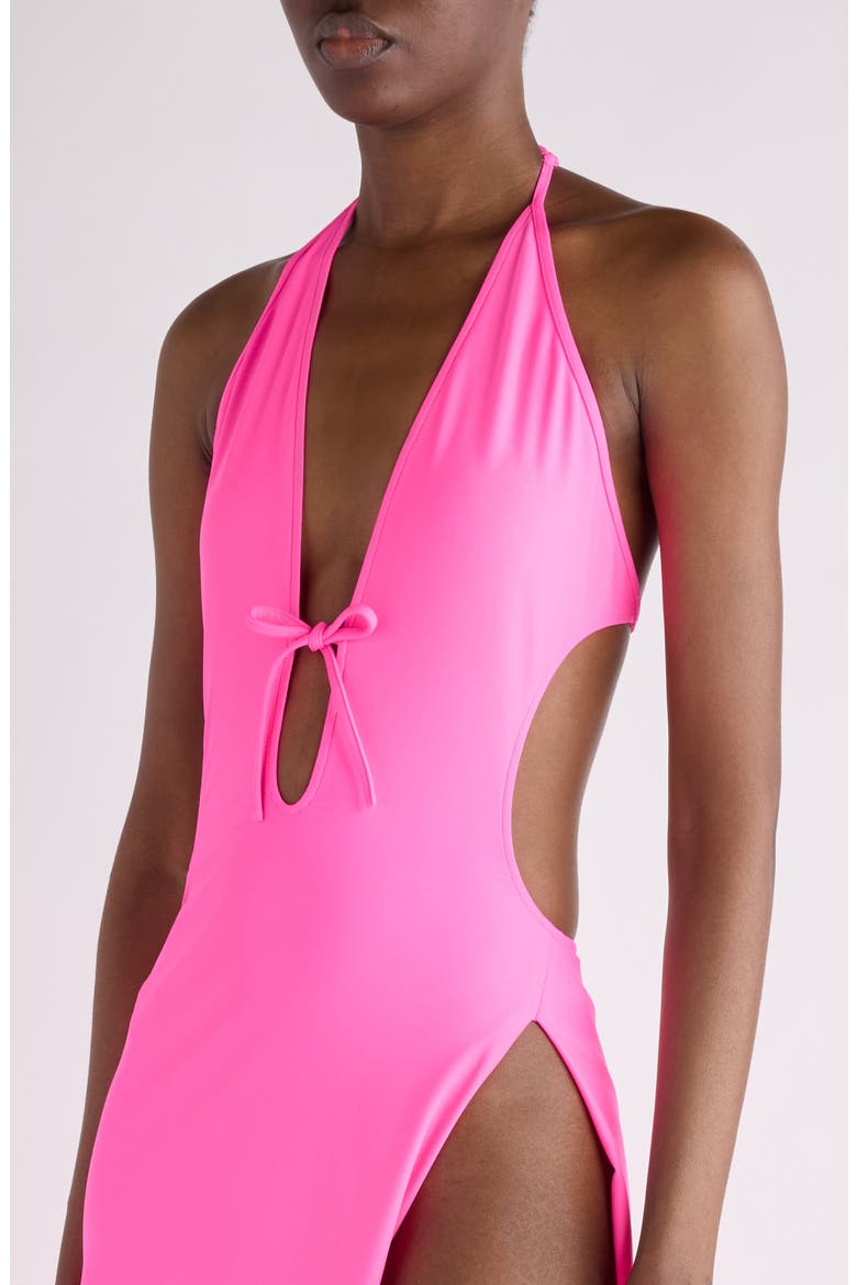 Tucked-In Swimwear Dress, Alternate, color, NEO PINK