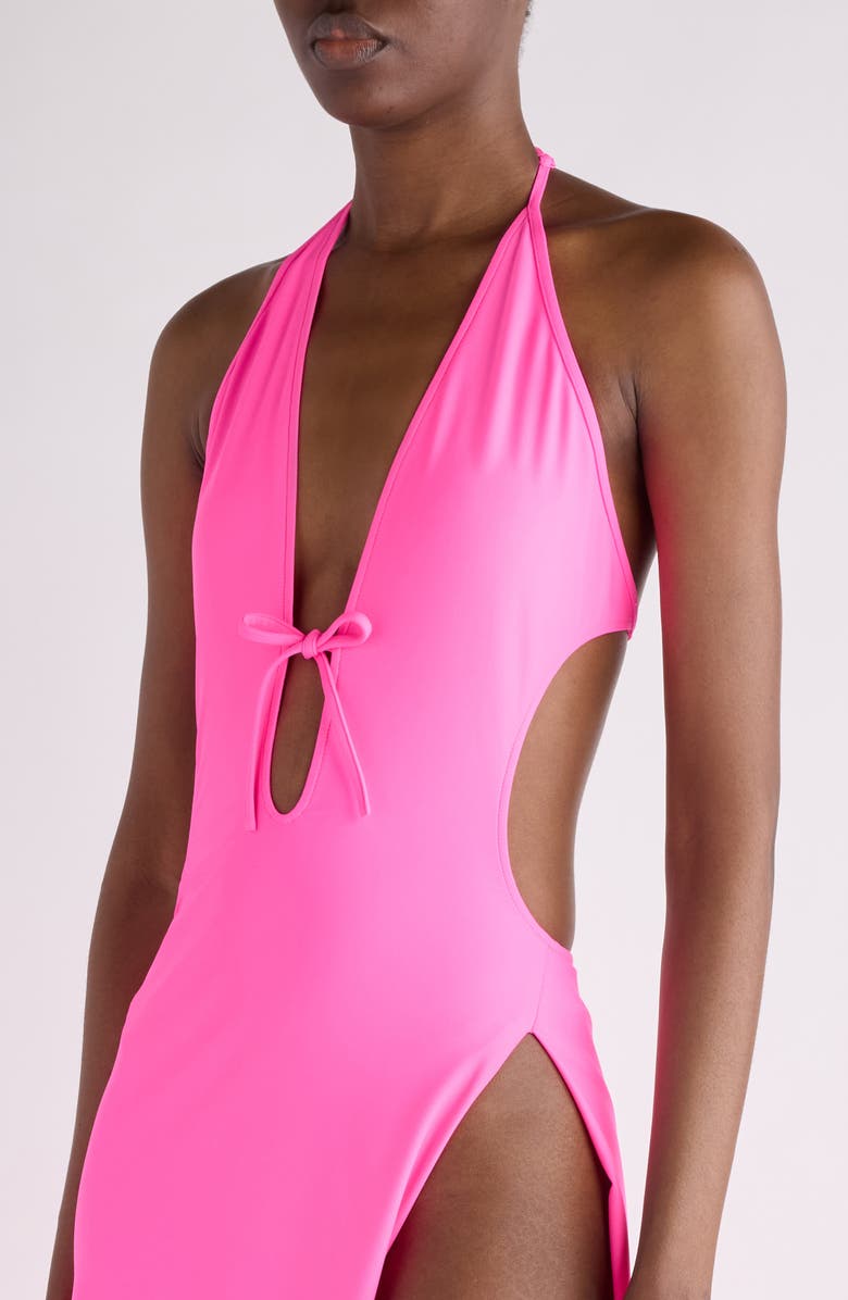 Balenciaga Tucked-In Swimwear Dress, Alternate, color, Neo Pink