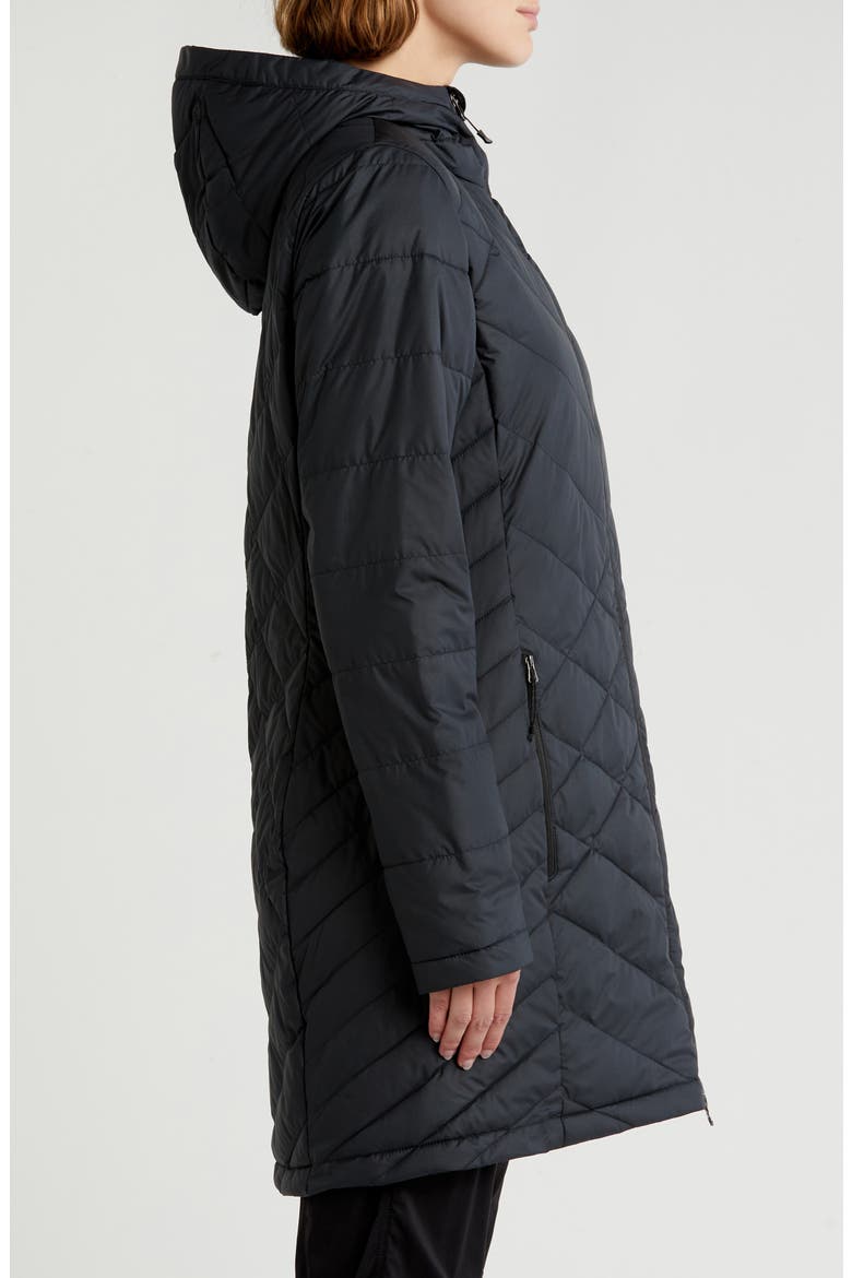Heavenly Long Water Resistant Insulated Hooded Coat, Alternate, color, BLACK