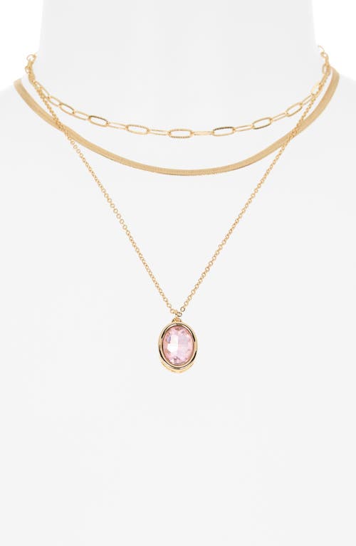 Nordstrom Rack Oval Crystal Pendant Triple Row Necklace In Multi