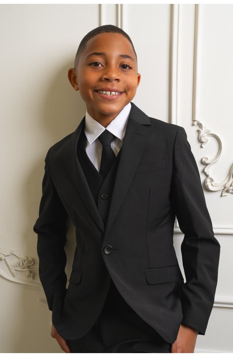 Peanut Butter Collection Kids' Luxor 5-Piece Slim Fit Suit, Alternate, color, Kem Black