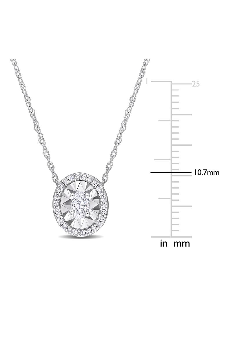 Oval & Round Diamond Pendant Necklace - 0.25ct., Alternate, color, SILVER