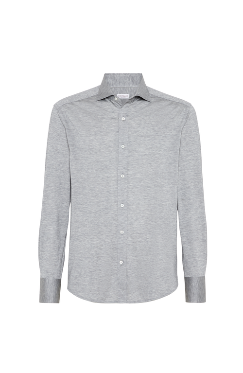 Brunello Cucinelli Silk-cotton Button-up Shirt In Gray