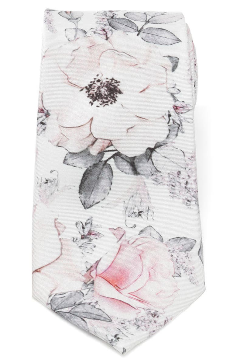 Cufflinks, Inc. Painted Floral Silk Tie, Alternate, color, Grey