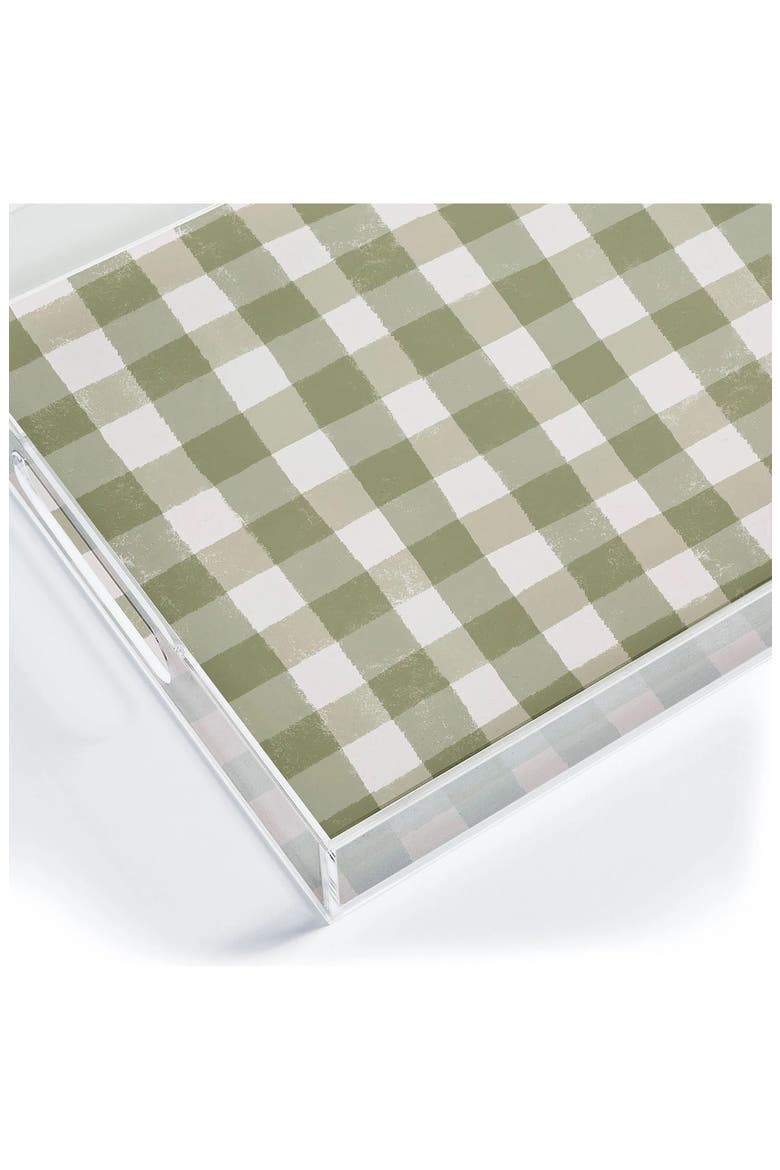 Menina Lisboa Plaid Acrylic Tray, Alternate, color, GREEN