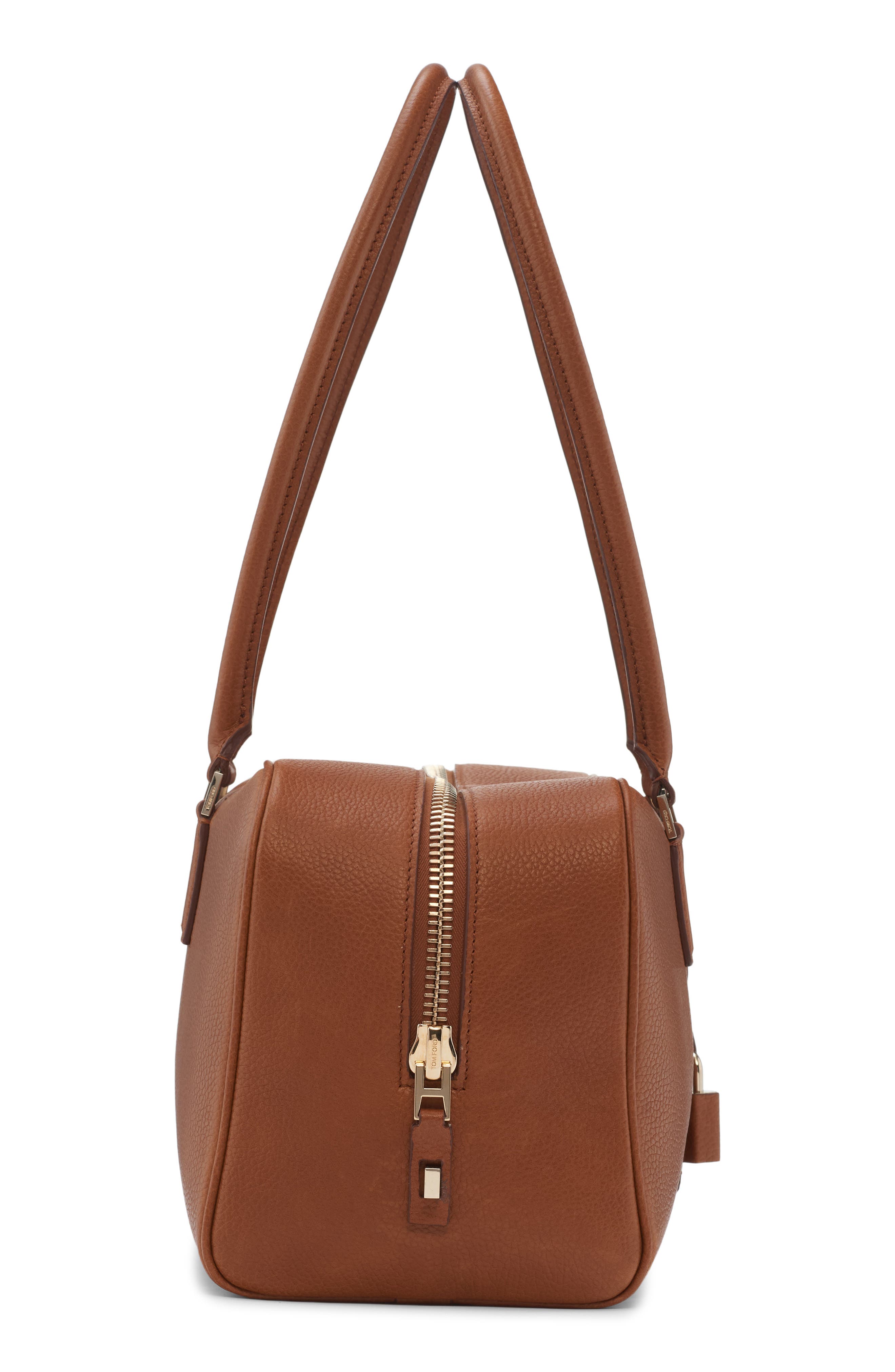 TOM FORD Small Leather Bowling Bag, Alternate, color, Caramel