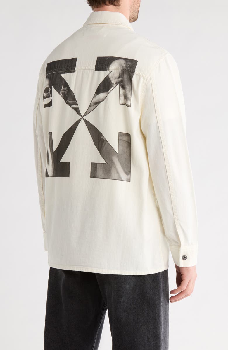 Off-White Caravaggio Arrow Denim Overshirt, Alternate, color, Black And White