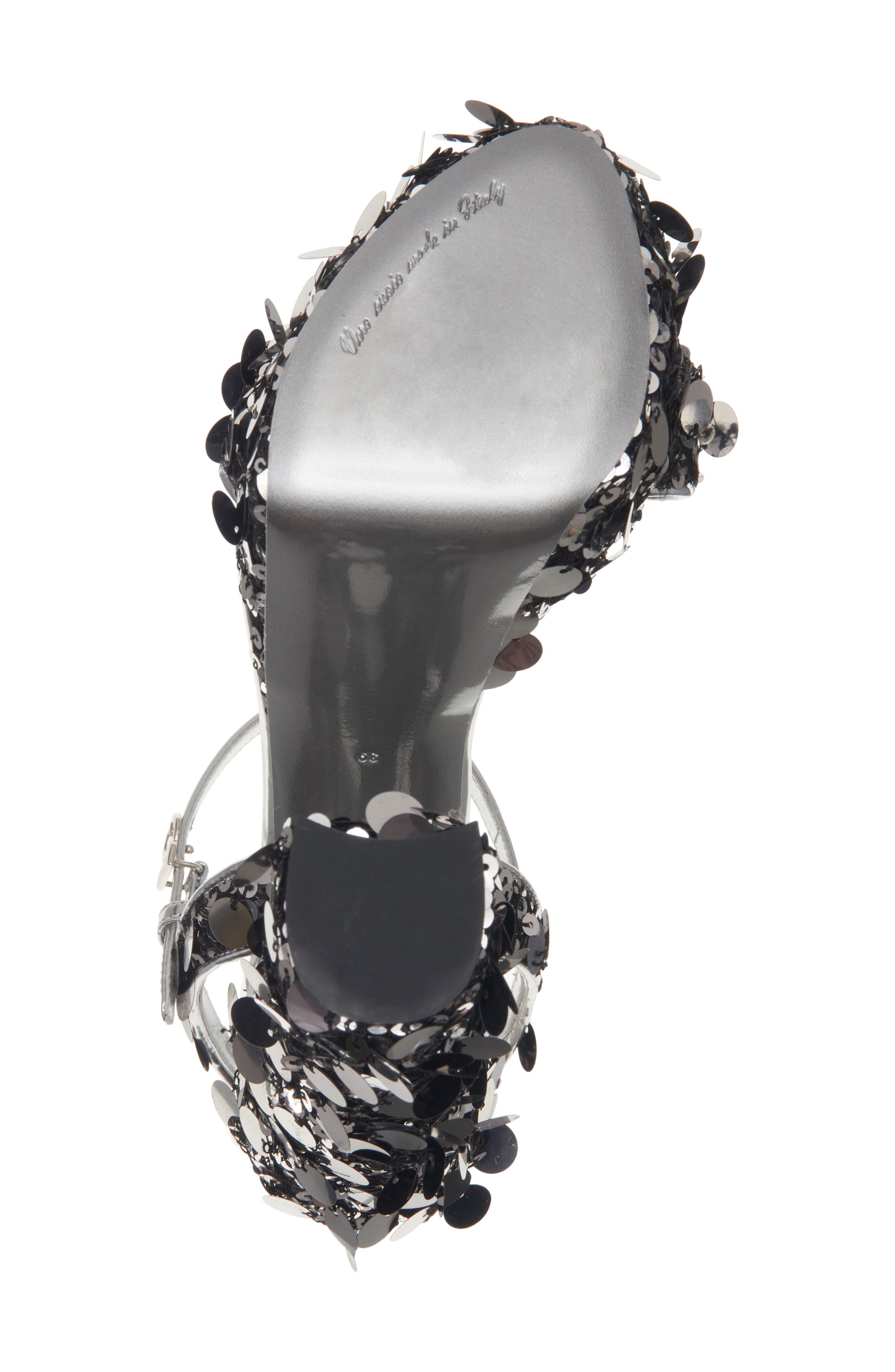 Dolce&Gabbana Sequin Block Heel Platform Sandal, Alternate, color, Argento