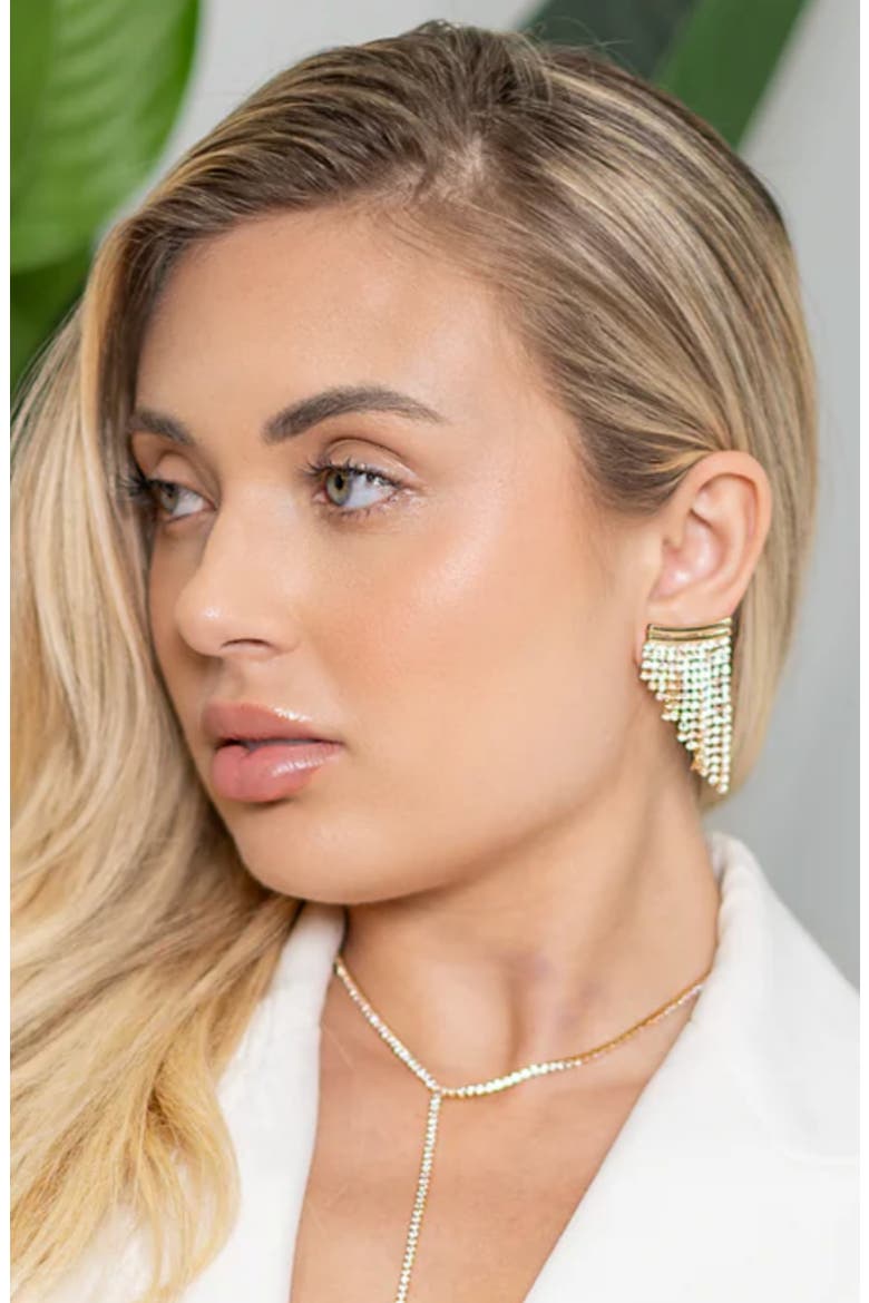Izzy Pavé Fringe Earrings, Alternate, color, GOLD