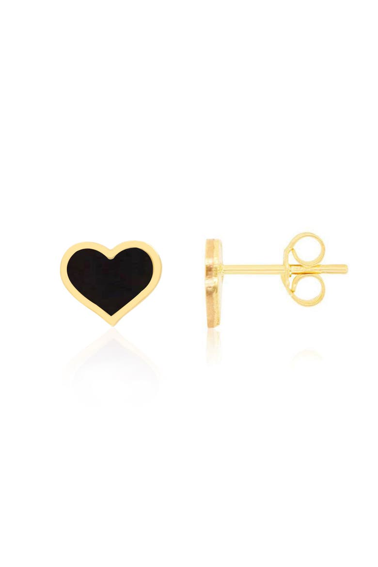 Large Onyx Heart Stud Earrings, Main, color, Onyx