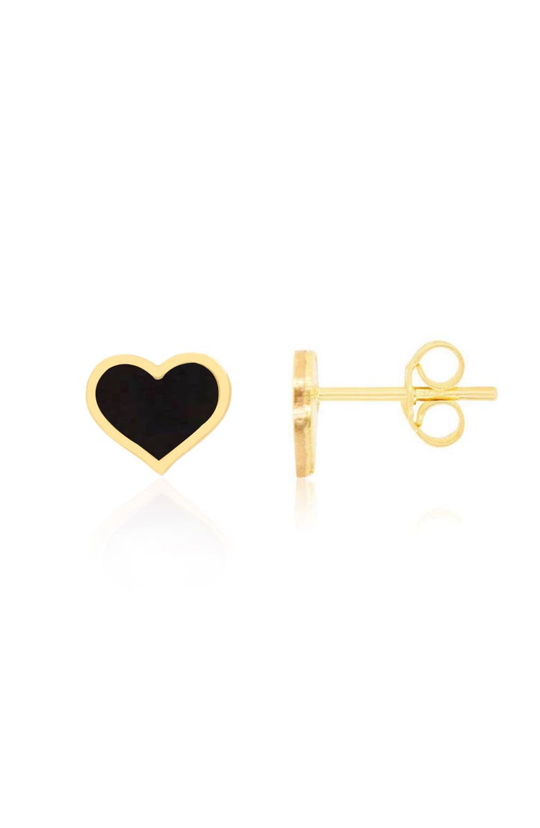 The Lovery Fine Jewelry Large Onyx Heart Stud Earrings, Main, color, Onyx
