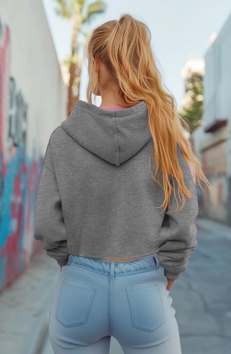 Dalix Butterfly Cropped Hoodie, Alternate, color, Dark Heather