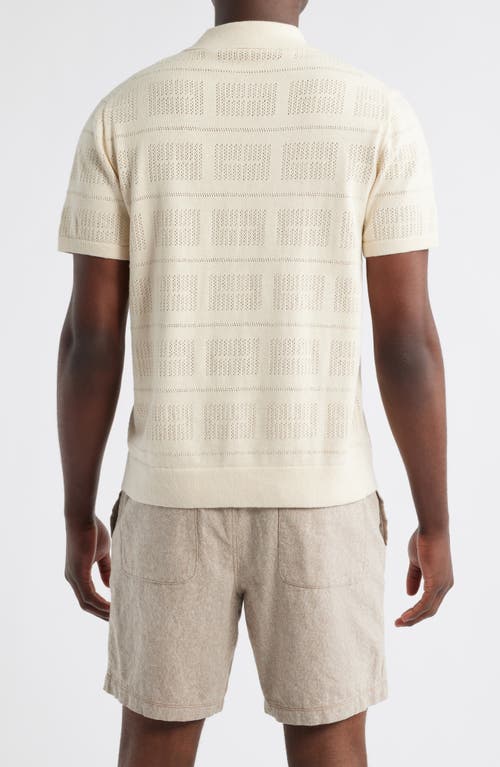 Rails Yates Pointelle Short Sleeve Cotton & Linen Knit Button-up Shirt In White