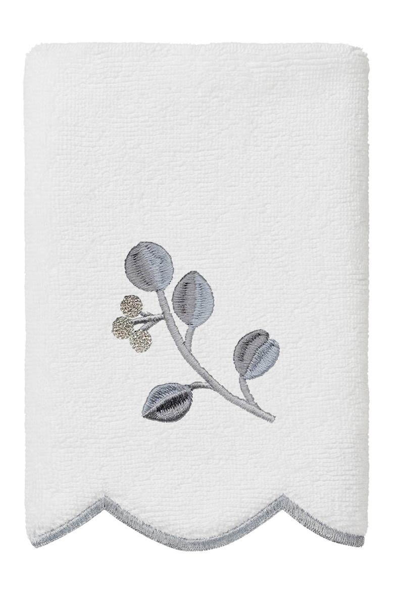 3-Piece Wild Branch Embroidered Turkish Cotton Towel Set, Alternate, color, WHITE/ GRAY
