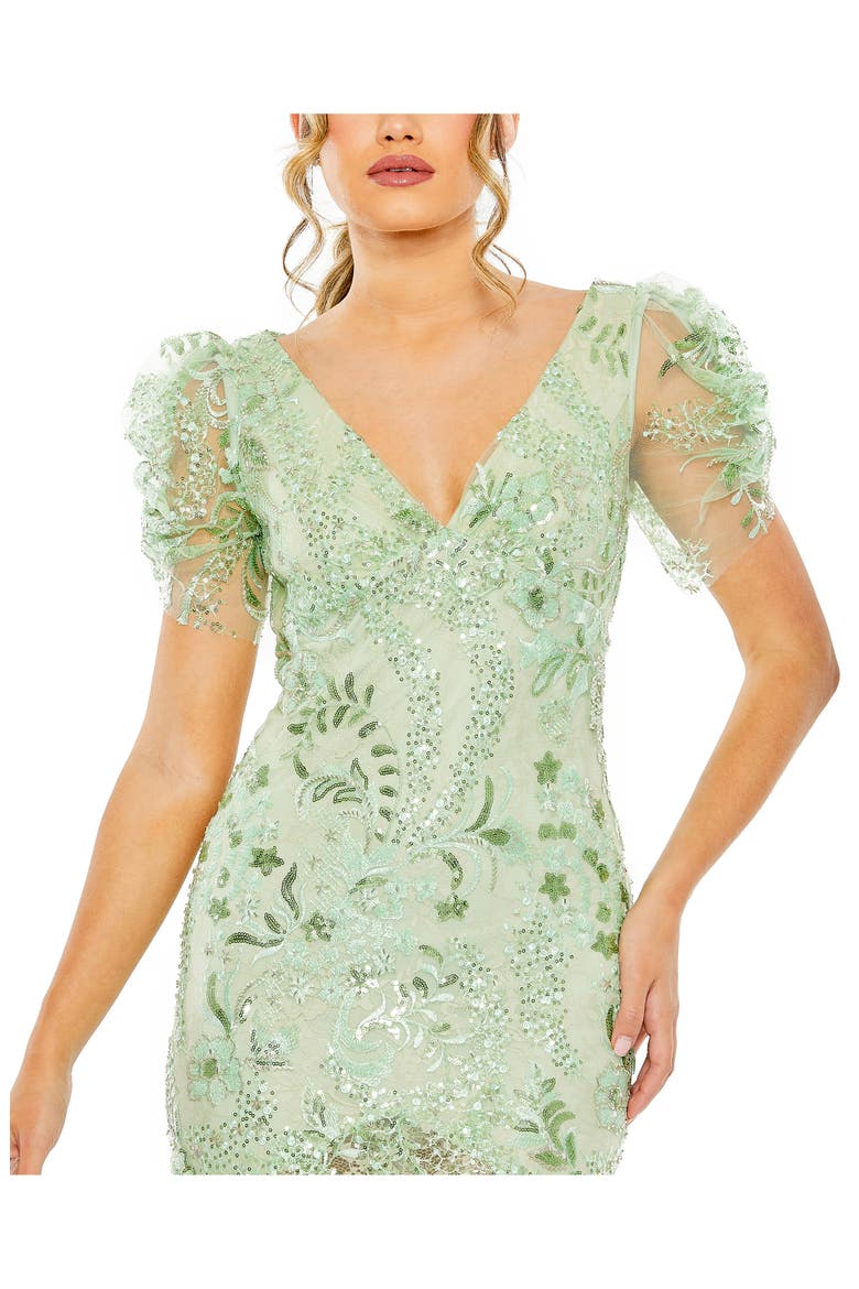 Embellished Puff Sleeve Midi Dress, Alternate, color, MINT