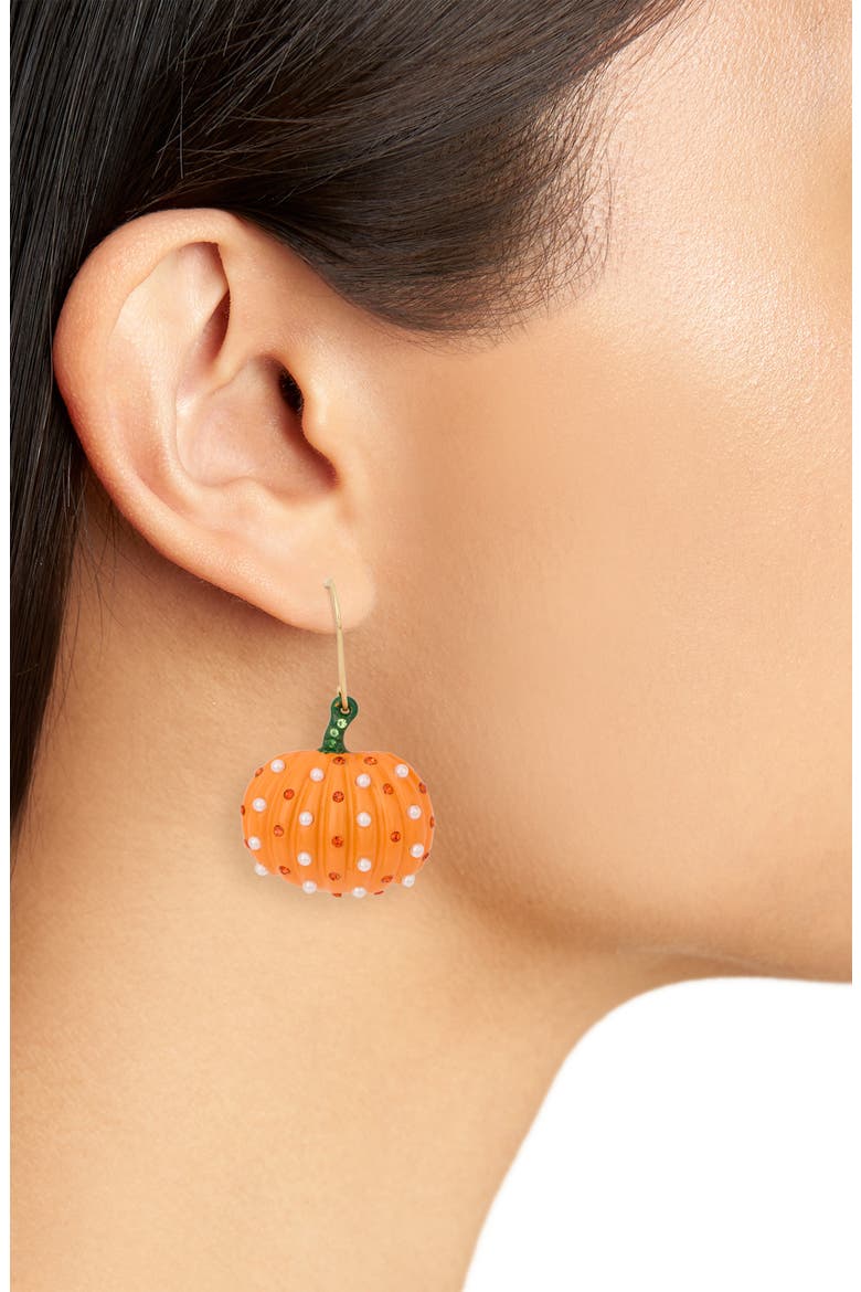 Pumpkin Drop Earrings, Alternate, color, ORANGE MULTI- GOLD