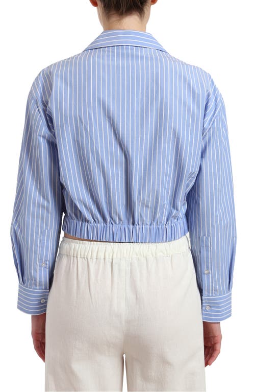 Mavi Jeans Stripe Twist Front Crop Button-up Shirt In Blue