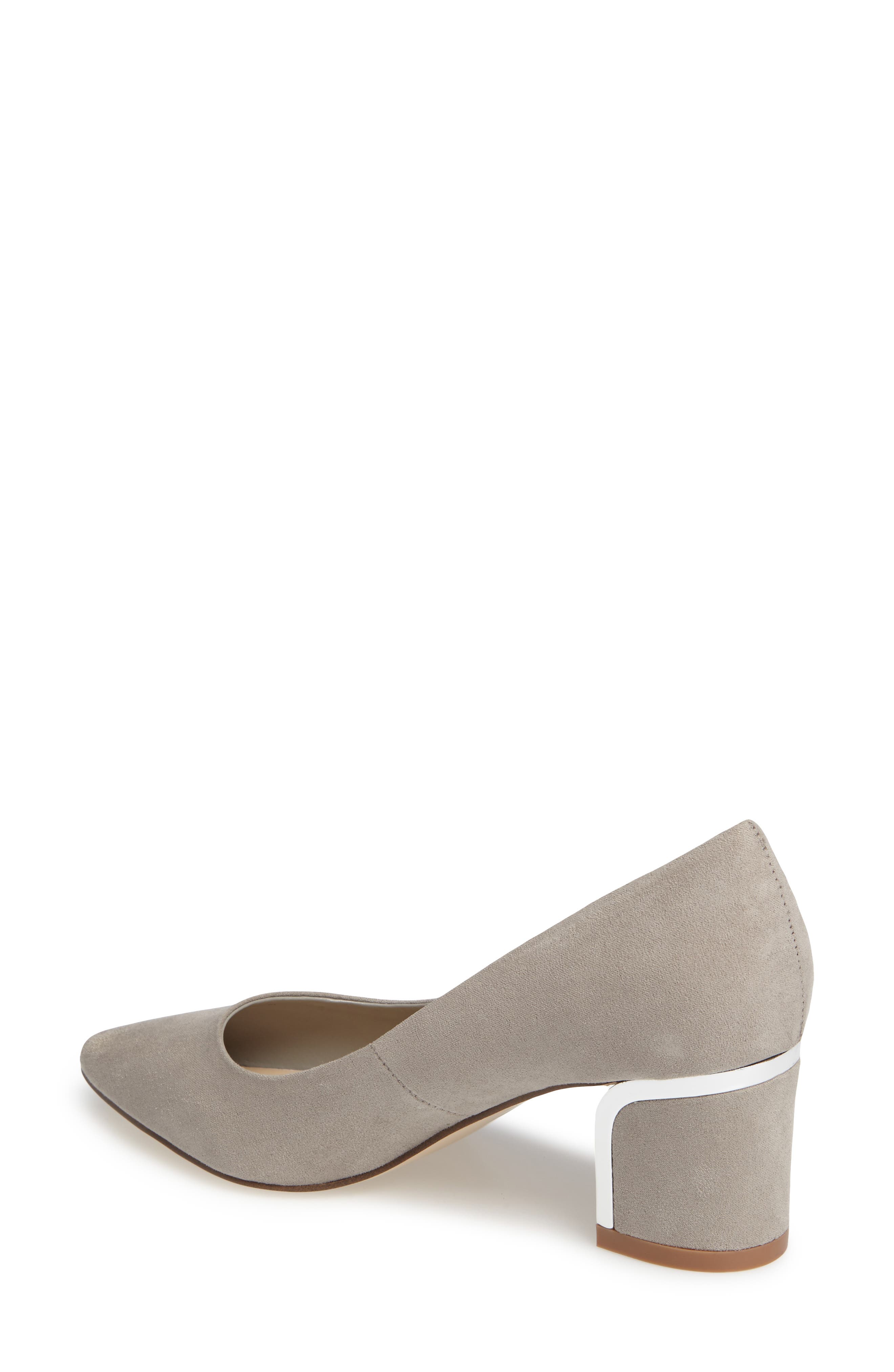 Zabel Embellished Block Heel Pump, Alternate, color, GREY FAUX SUEDE