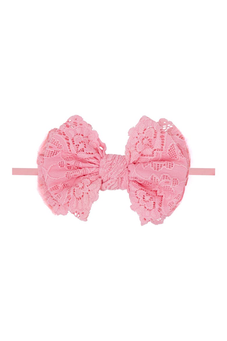 Fab Lace Skinny Bow Headband, Main, color, ZINNIA