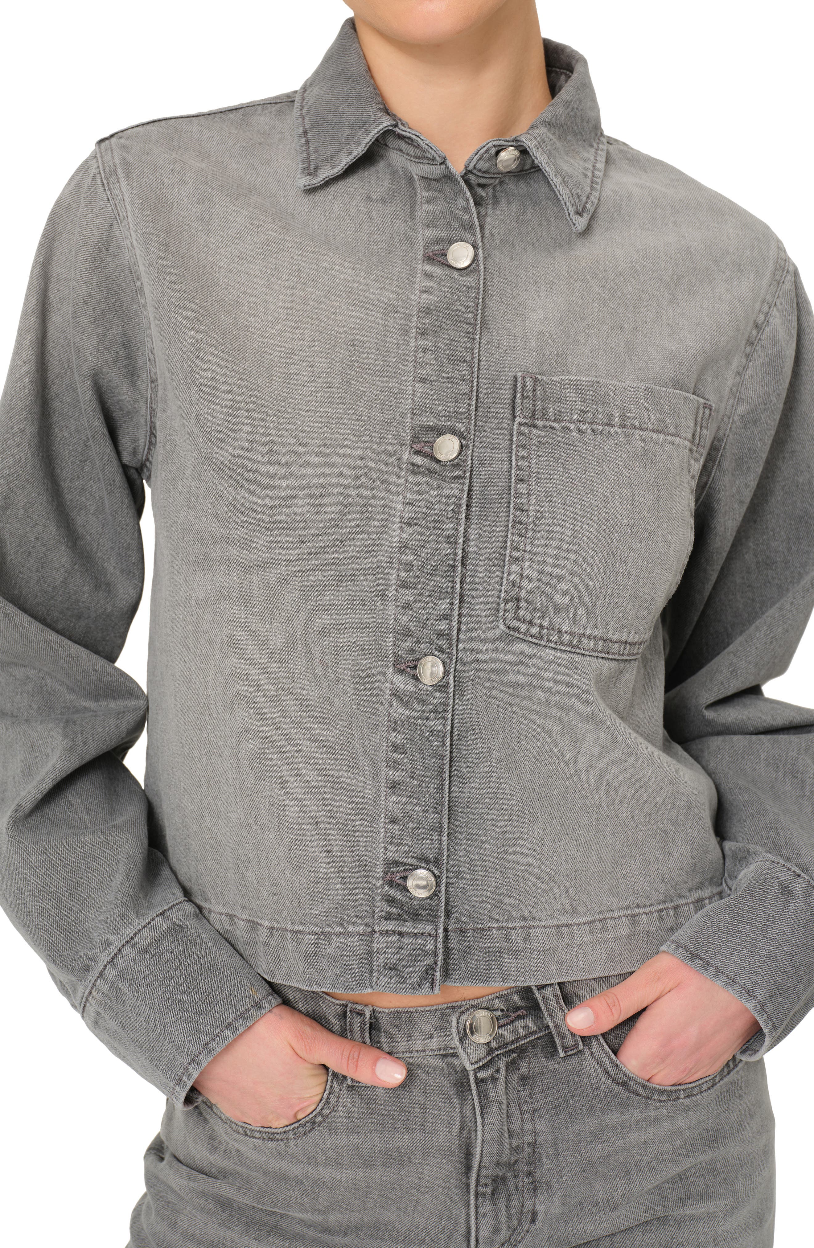 DL1961 Montauk Crop Denim Button-Up Shirt