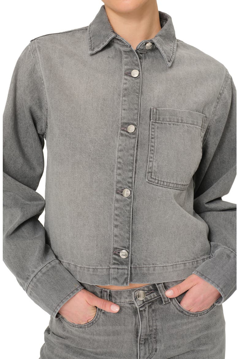 Montauk Crop Denim Button-Up Shirt, Main, color, GRANITE
