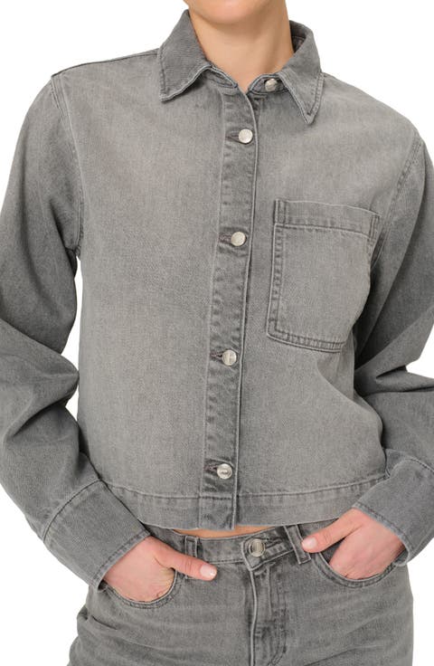 Montauk Crop Denim Button-Up Shirt