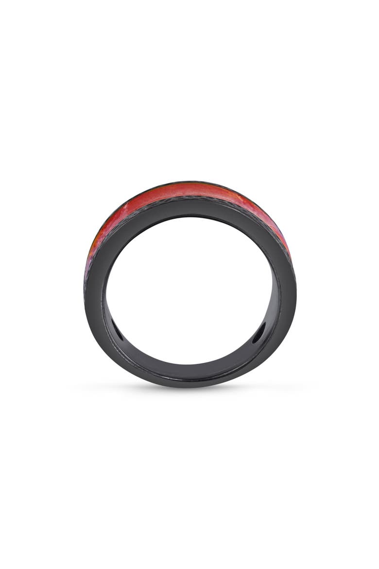 Mista Lava Sterling Silver & Enamel Band Men Ring, Alternate, color, Grey