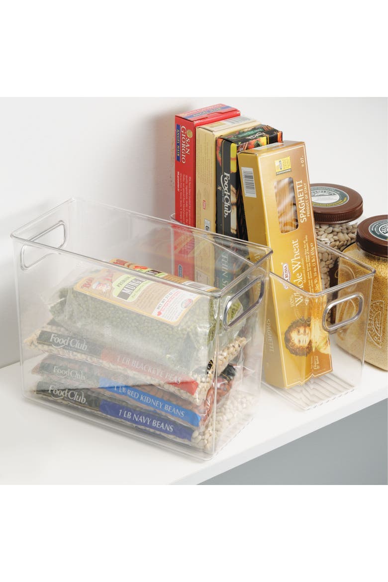 Set of 4 Pantry Storage Bins with Handles - Clear, Alternate, color, Clear