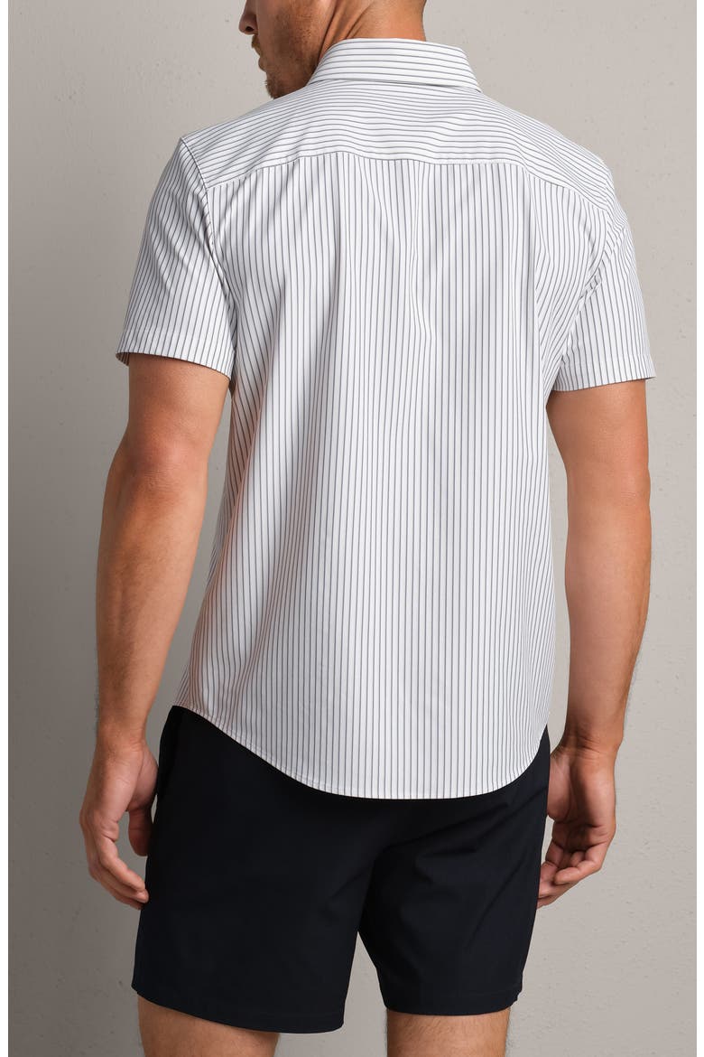 State of Mind Stripe Performance Short Sleeve Button-Up Shirt, Alternate, color, WHITE/ NAVY PICK STITCH STRIPE