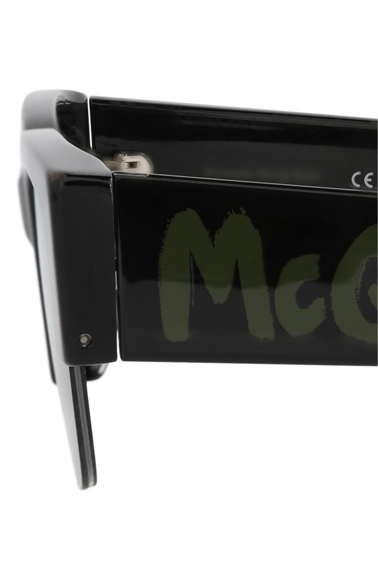 McQueen 54mm Half Rim Rectangular Sunglasses, Alternate, color, Black Black Green