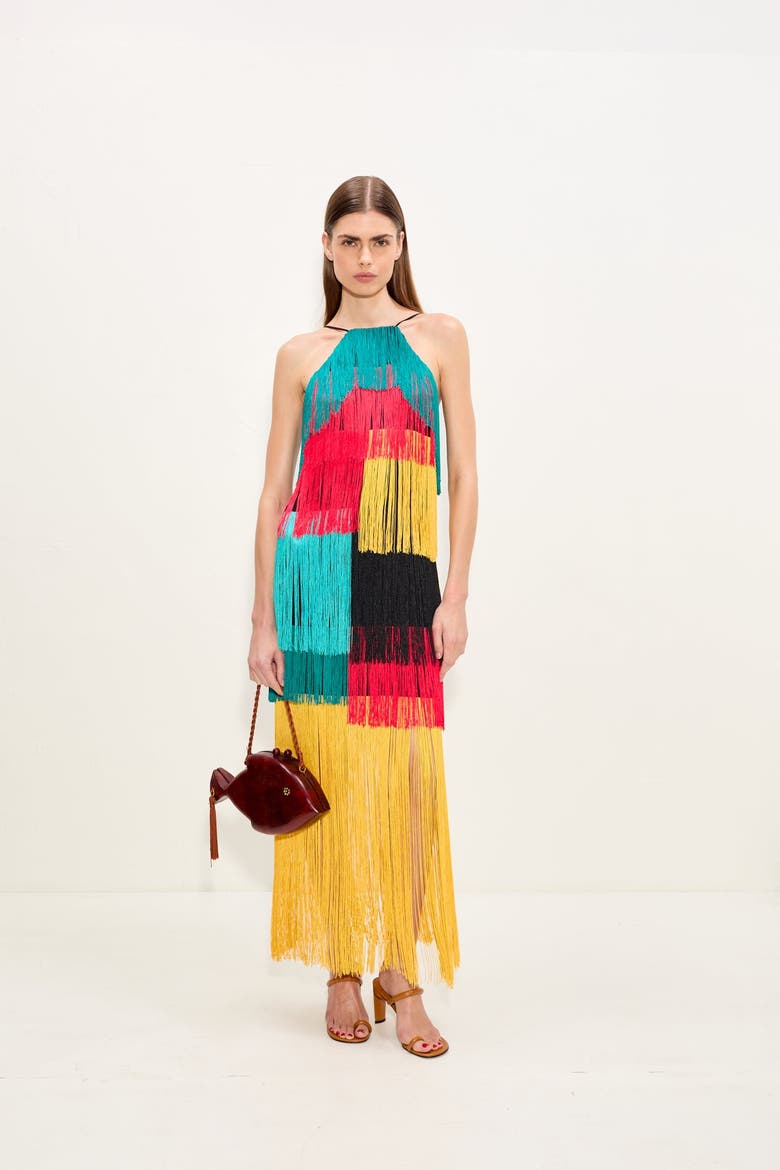 Drea Fringe Dress, Alternate, color, Vibrant Multi Fringe