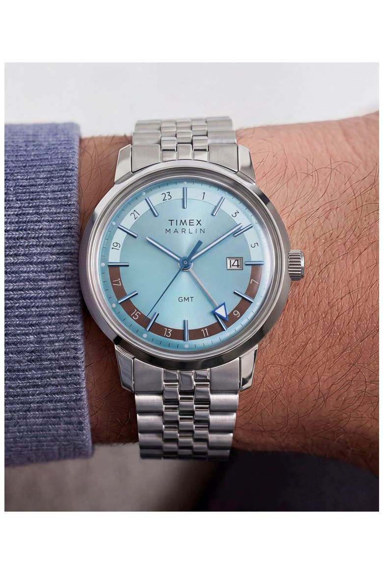 Marlin GMT Stainless Steel Bracelet Watch, Alternate, color, SILVER