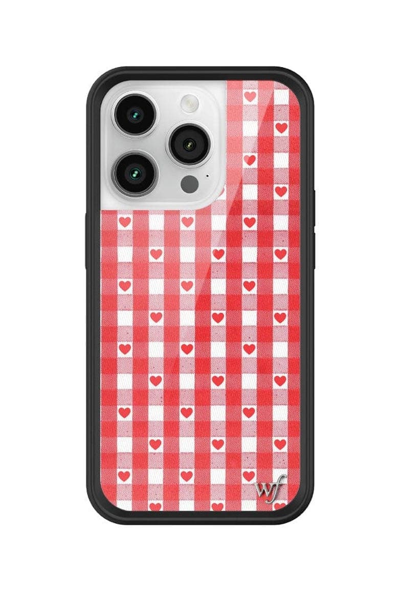 Gingham Hearts | Red iPhone Case, Alternate, color, Red