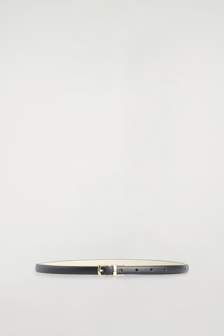Reversible Slim Leather Belt, Main, color, BLACK / WHITE