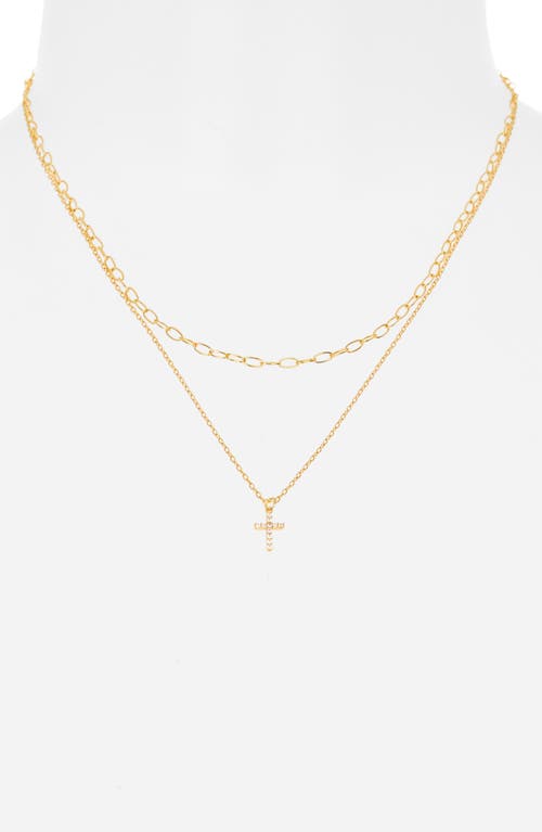 Argento Vivo Sterling Silver Paperclip Cross Layer Necklace In Gold