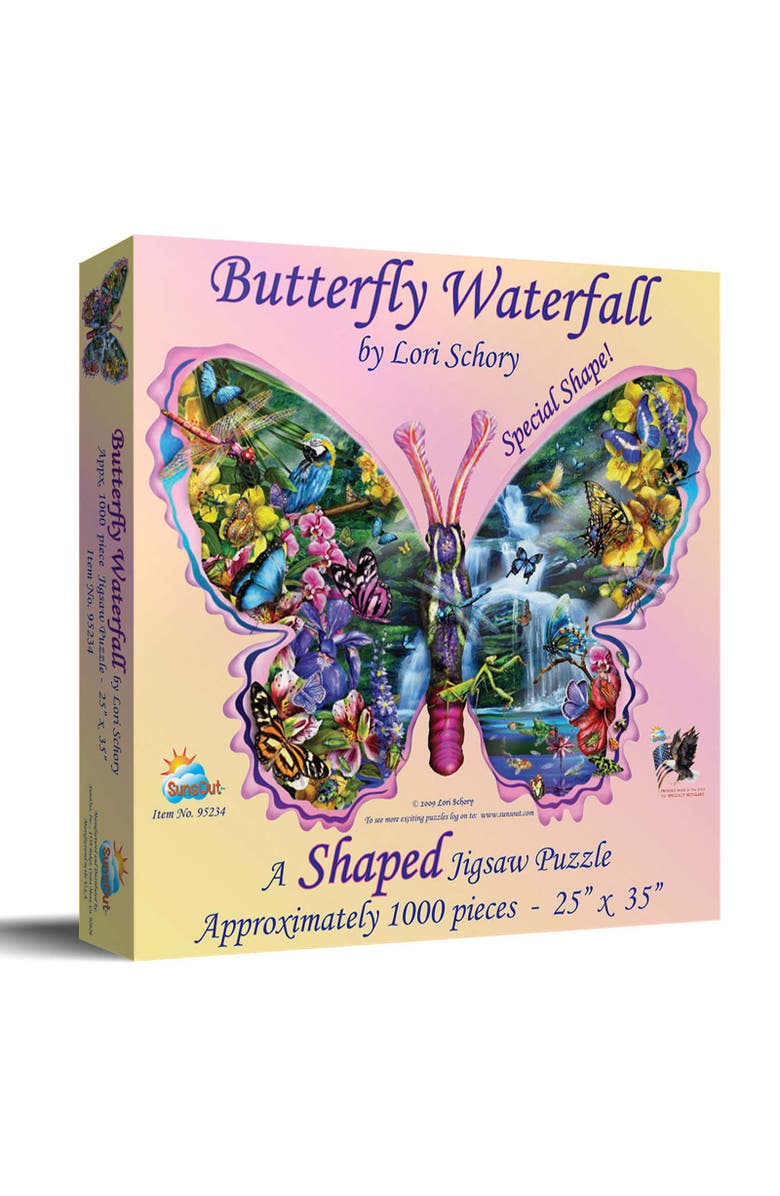 Sunsout Butterfly Waterfall 1000 piece Jigsaw Puzzle for Adults Special Shape, Main, color, Multicolor