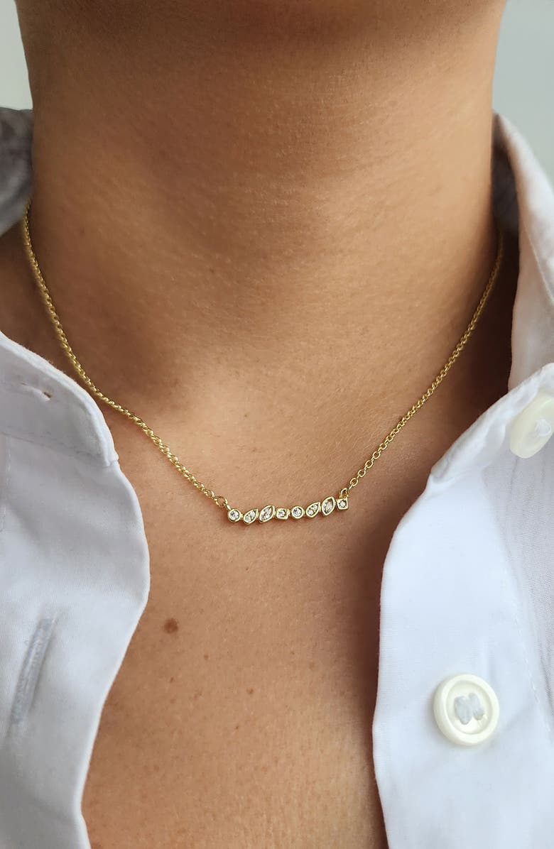 Adornia Dainty Mixed Crystal Bar Pendant Necklace, Alternate, color, Gold