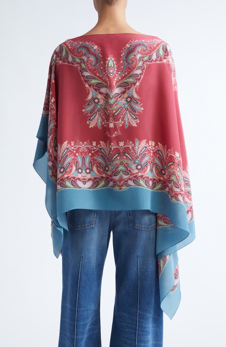 Etro Paisley Silk Poncho, Alternate, color, X0868 Burgundy