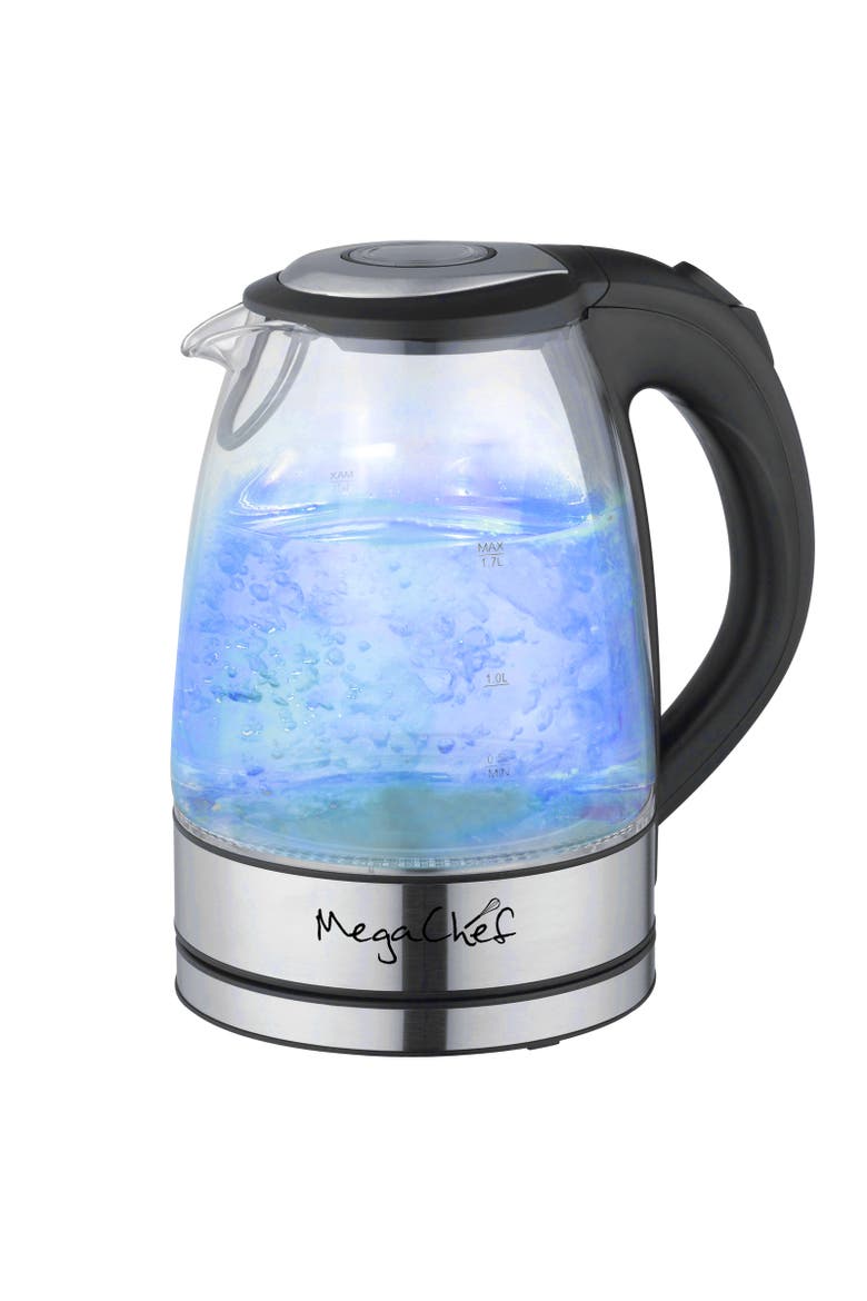 1.7Lt. Glass and Stainless Steel Electric Tea Kettle, Main, color, Grey