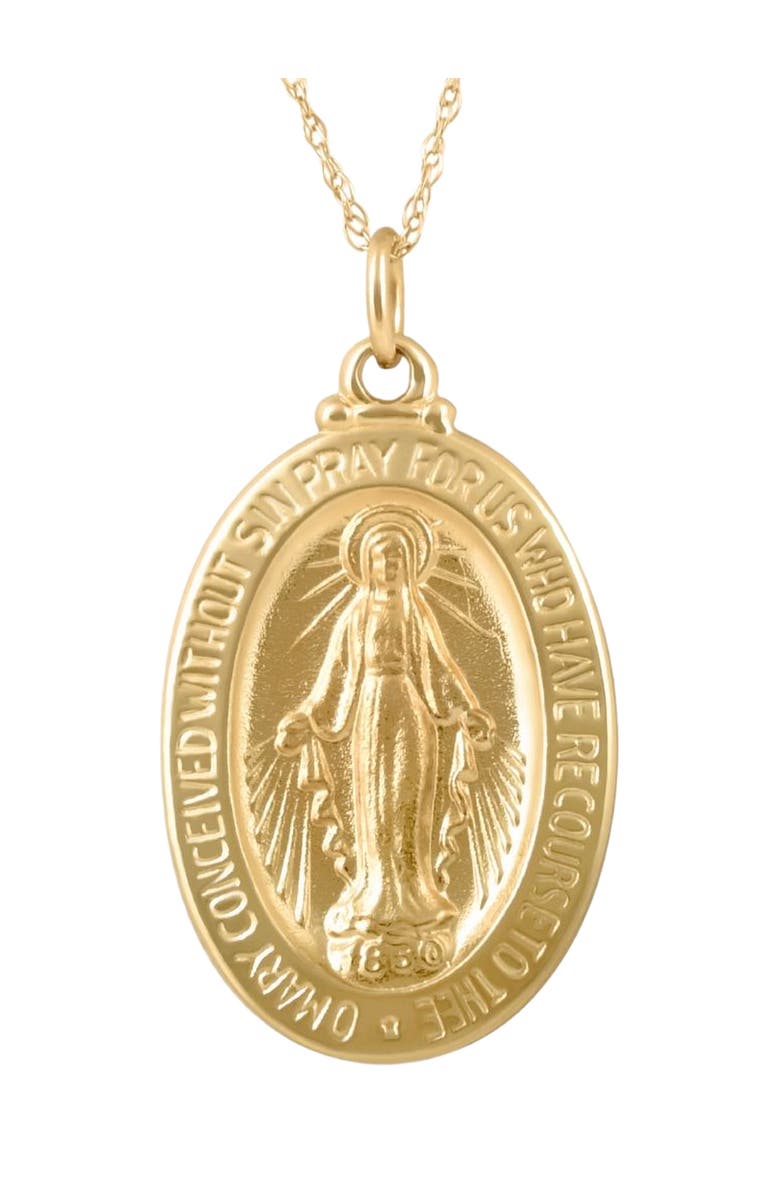 Bliss Diamond 14k Gold St. Mary Medal Pendant  1" Tall 2 Grams, Main, color, 