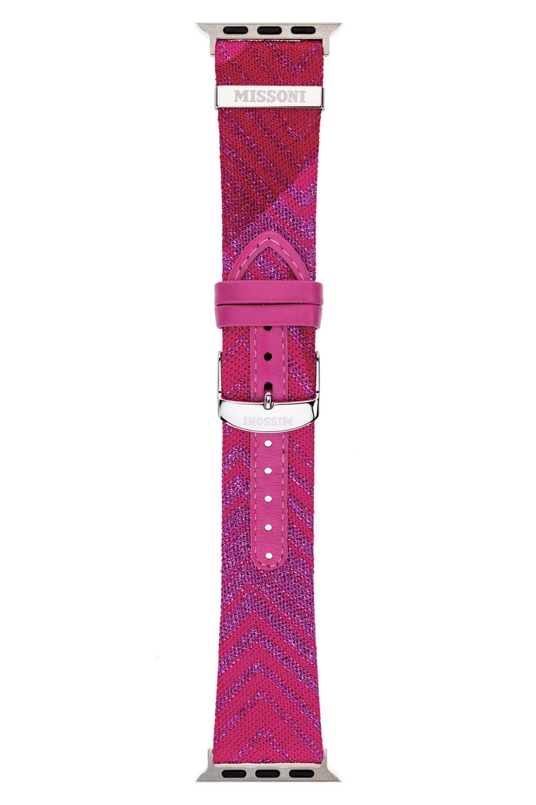 Multicolor Authentic Zigzag Textile Apple Watch® Watchband, 22mm/24mm, Alternate, color, MULTICOLOR PINK