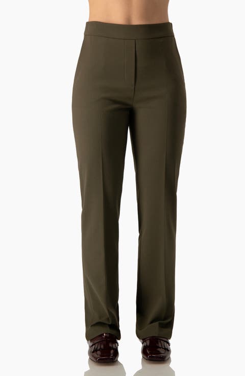 High-waist Slim Bootcut Tailored Trousers