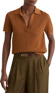 Reiss Pippa Open Stitch Polo Sweater