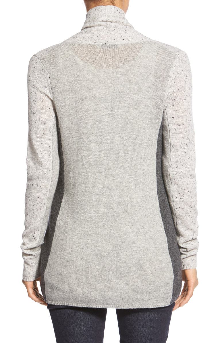 White + Warren Colorblock Wrap Front Cashmere Cardigan, Alternate, color, 