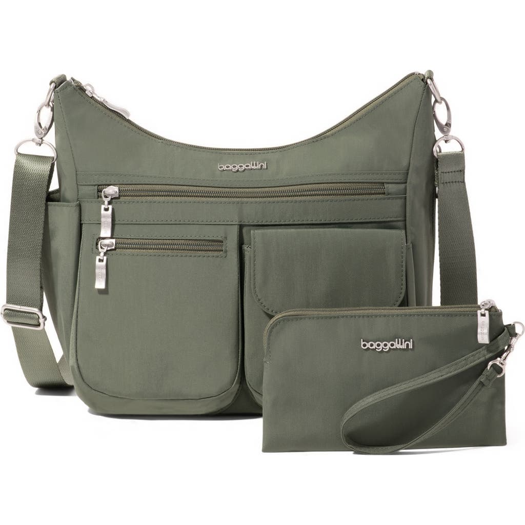 Baggallini Modern Everywhere Hobo Crossbody Bag With Wristlet In Green